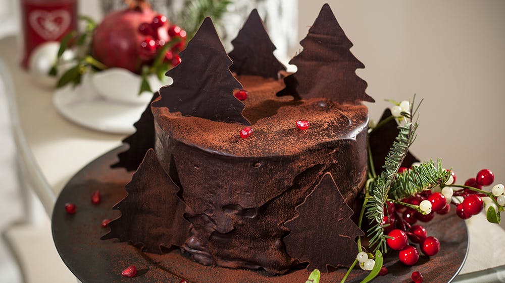 Gâteau forêt de Noël en chocolat