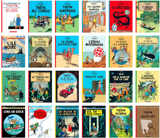 Les 24 albums des Aventures de Tintin