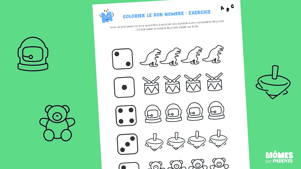 Exercice De Maternelle à Imprimer Gratuit Fiche d'exercice à imprimer - Colorier le bon nombre | MOMES