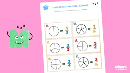 Colorier les fractions - Exercice
