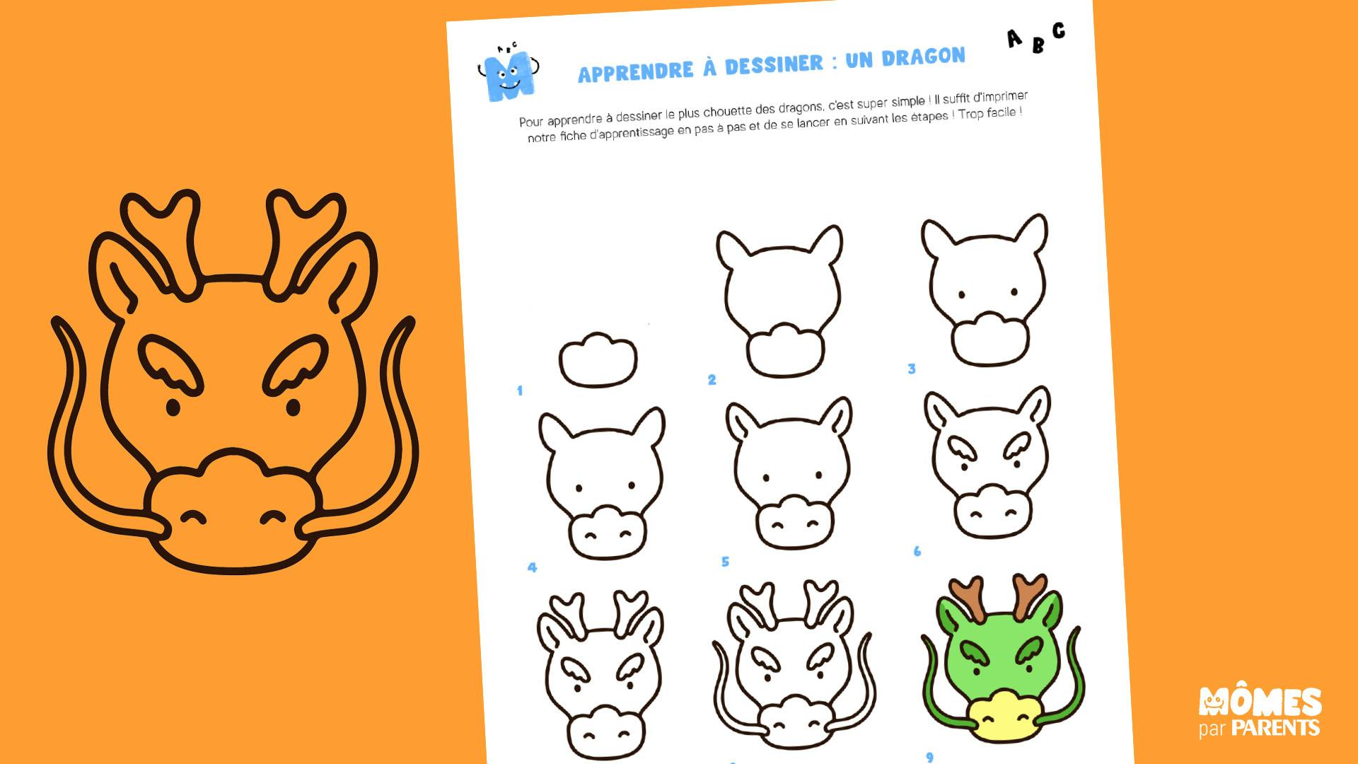Comment Dessiner Un Dragon Facile Apprendre à dessiner un dragon en pas-à-pas | MOMES