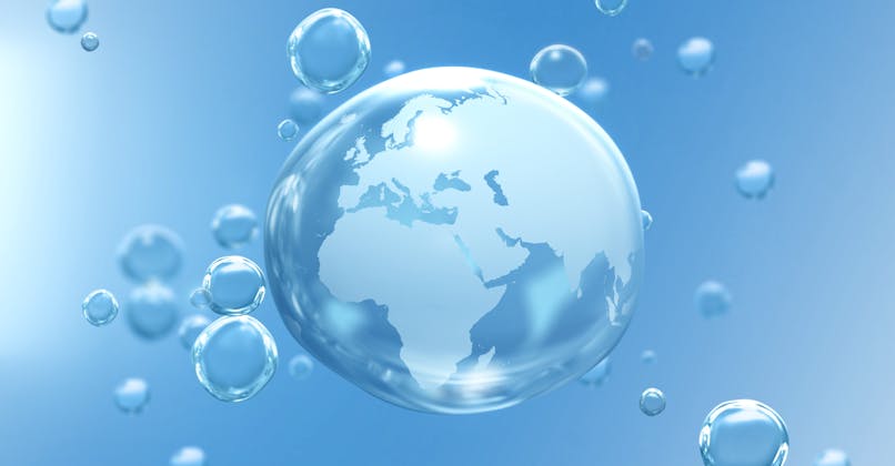Globe terrestre sous forme de goutte d'eau