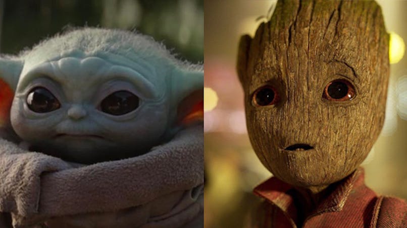Baby Yoda avec Baby Groot