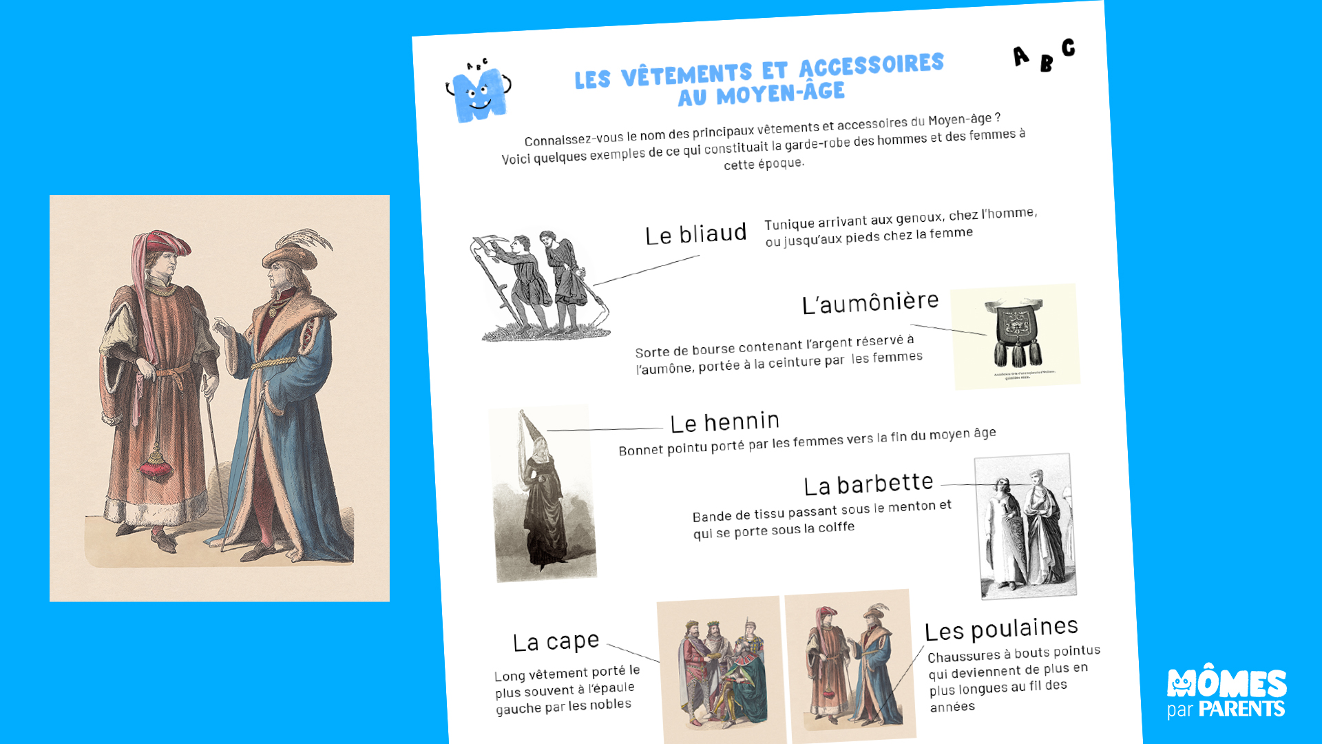 Fiche d histoire imprimer Les v tements du Moyen ge MOMES