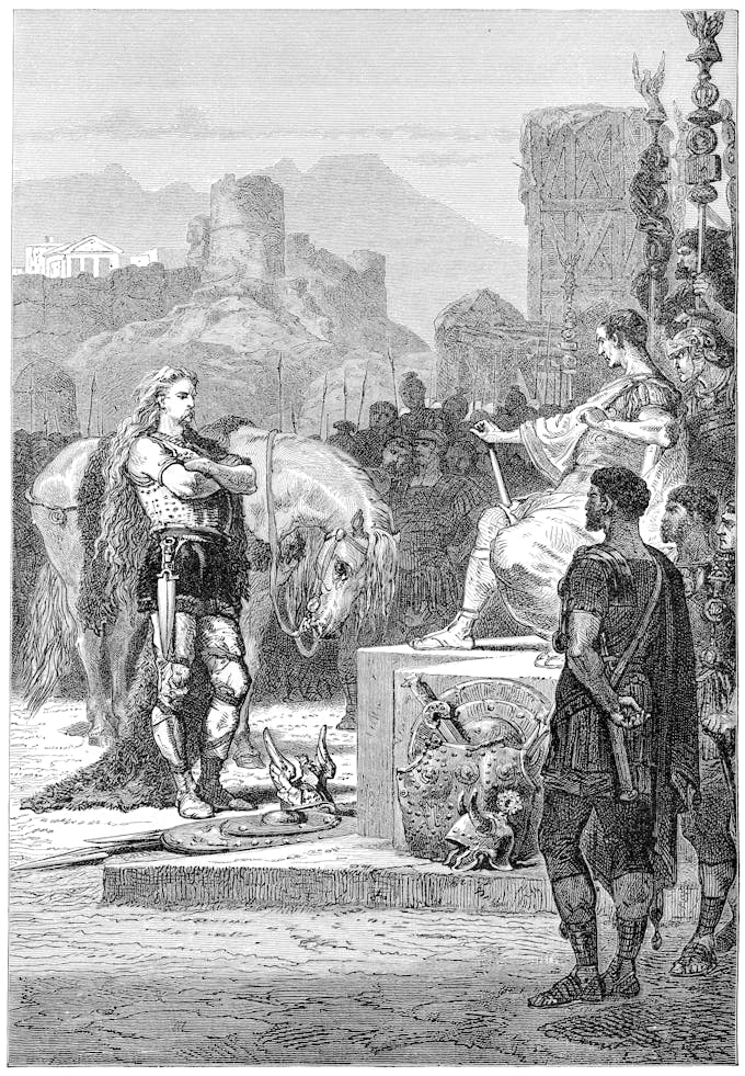Vercingétorix se rend à César, peinture d’Alphonse de Neuville - 19ème siècle