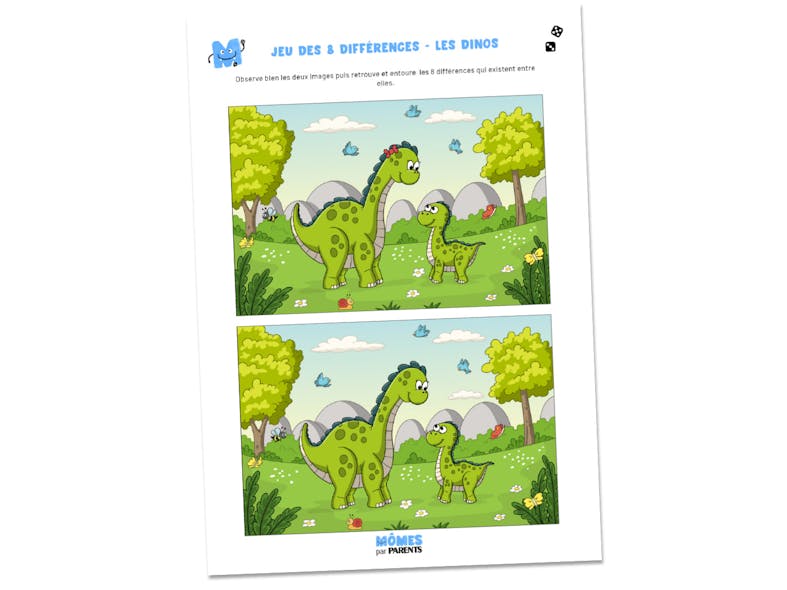 Fiche à imprimer - Jeu des différences / Les dinosaures