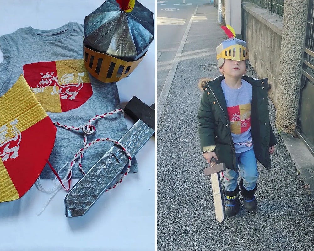 Une tenue de chevalier complète et petit garçon