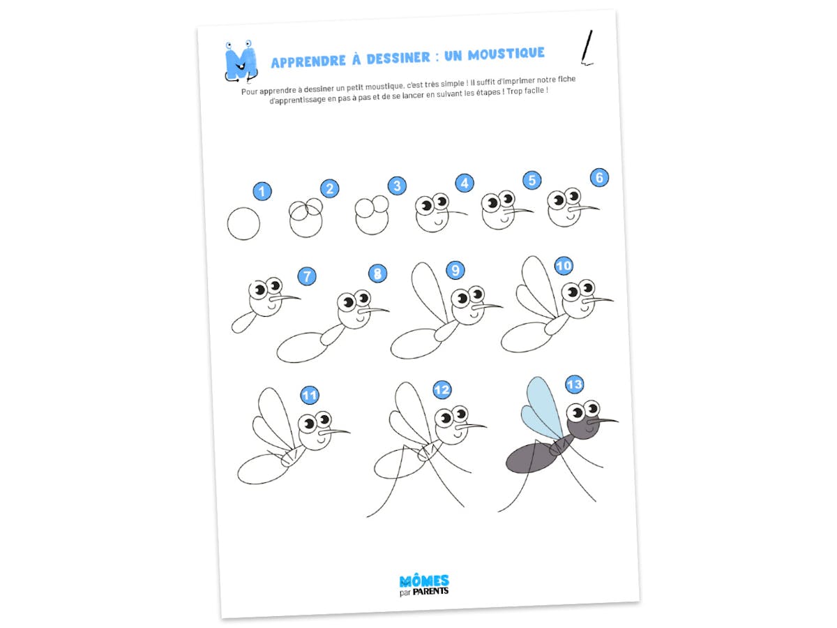 Fiche à imprimer - Apprendre à dessiner : un moustique