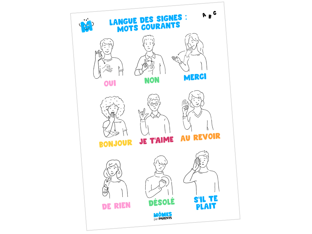 Langue Des Signes : Affiche Des Mots Courants | MOMES