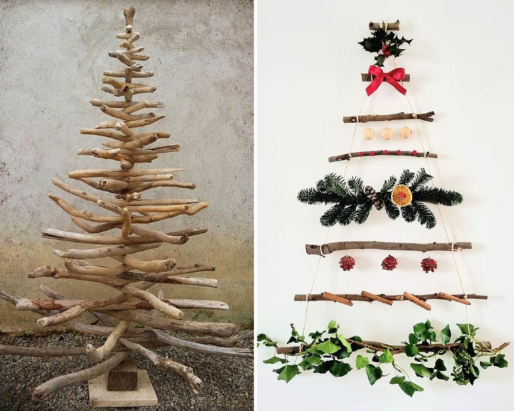 Des sapins de Noël créatifs en bâton ou en bois flottés
