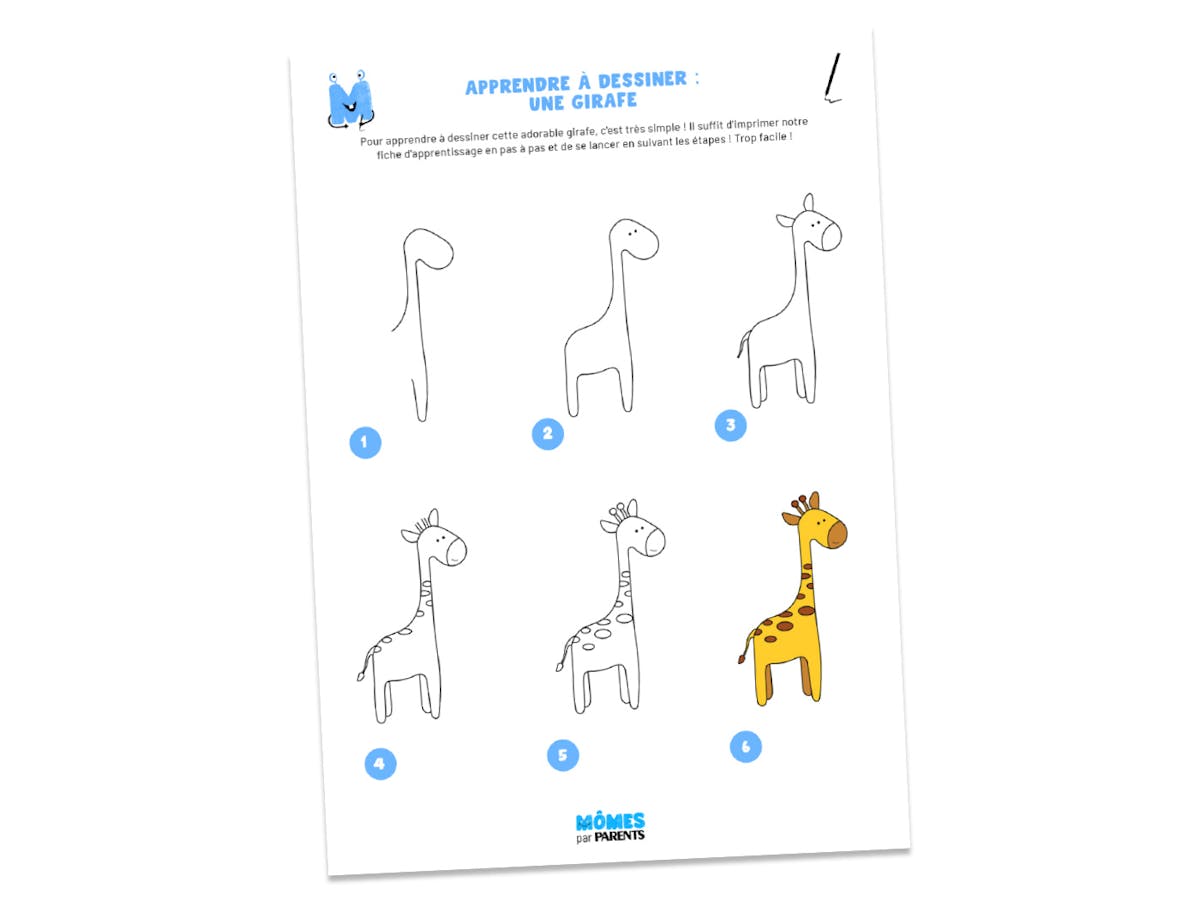 Fiche à imprimer - Apprendre à dessiner : une girafe