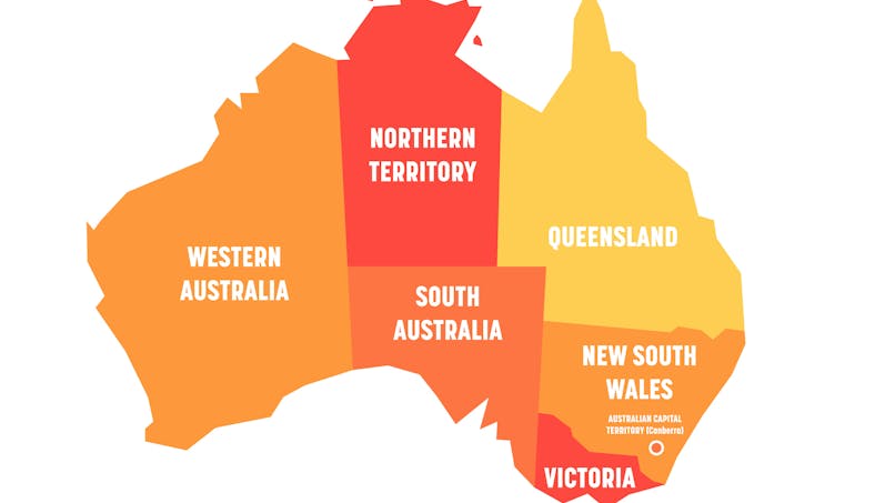 Carte : L'Australie et ses différents états