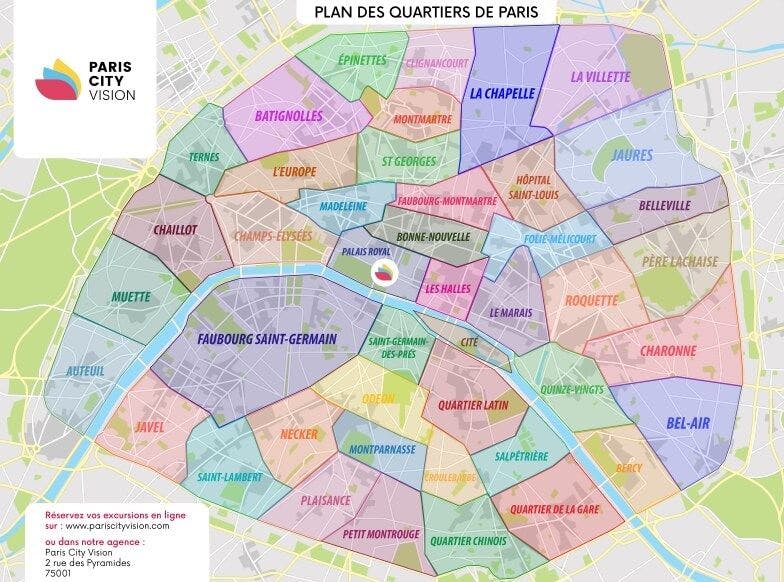 Plan quartiers Paris