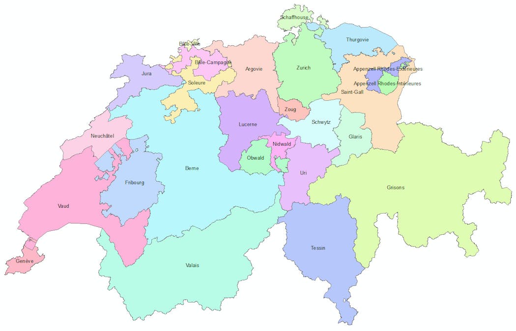 Carte des cantons Suisse