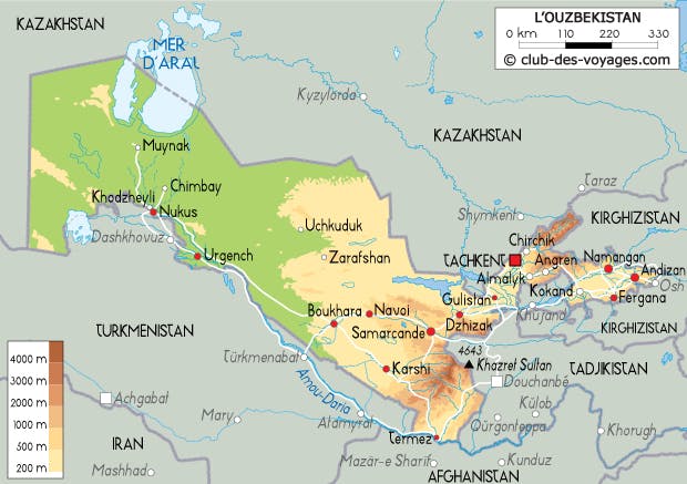 carte détaillée ouzbékistan
