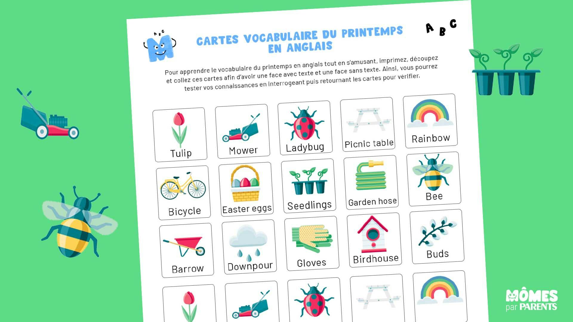 Comment Dit On Printemps En Anglais Fiche à imprimer - Mots du printemps en anglais | MOMES
