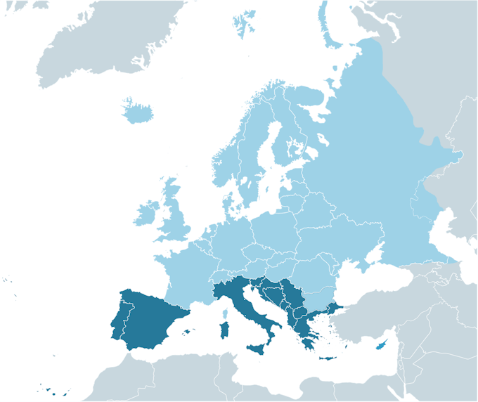 Carte europe du sud 