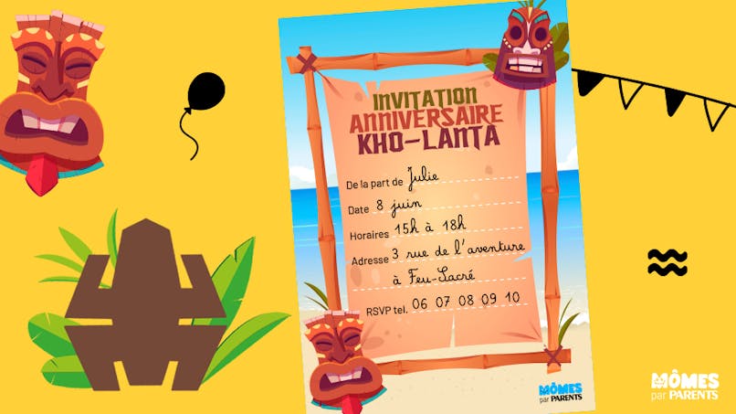 carton d'invitation anniversaire koh-lanta
