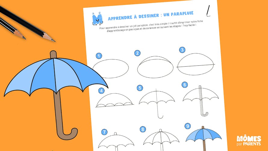 Apprendre à dessiner : une parapluie