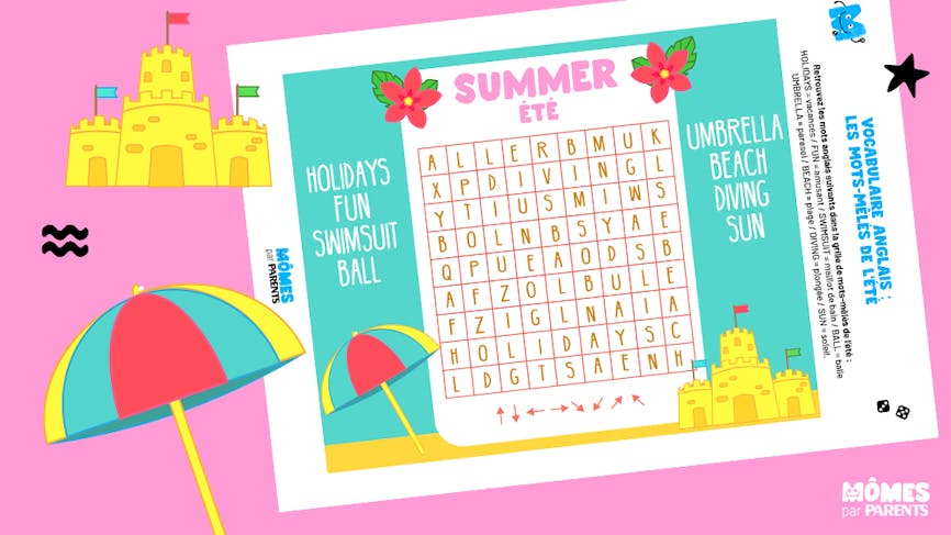 vocabulaire anglais les mots-mêlés de l'été