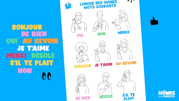 Affiche : mots courants en langue des signes