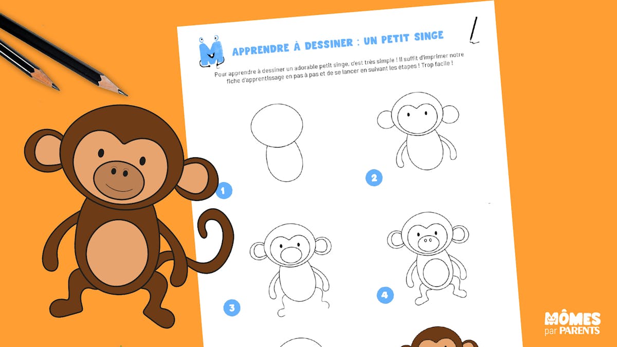 Apprendre à dessiner un petit singe en pas à pas