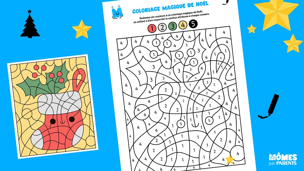 Téléchargez le coloriage magique de Noël (GS - CP)  MOMES