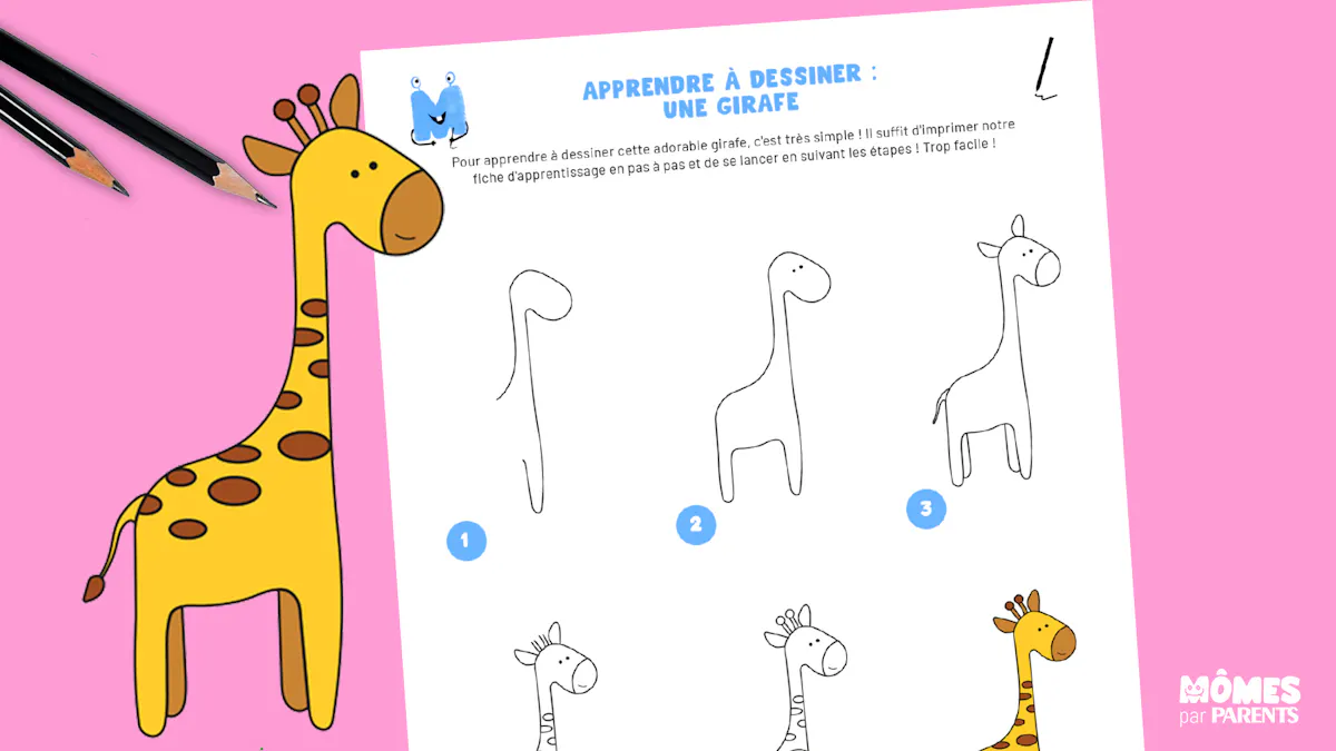 Apprendre à dessiner une girafe en pas à pas | MOMES
