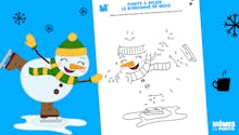Points à relier : le bonhomme de neige à colorier