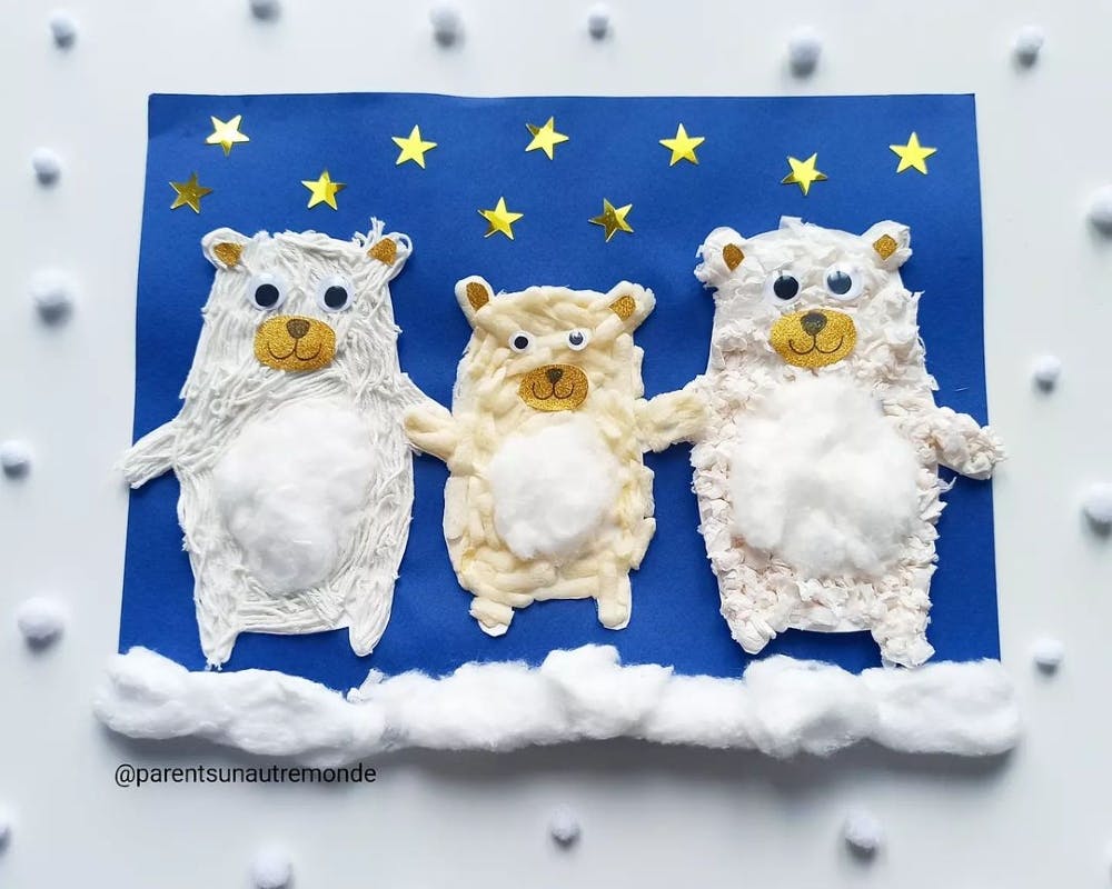 famille d'ours polaires avec quatre textures