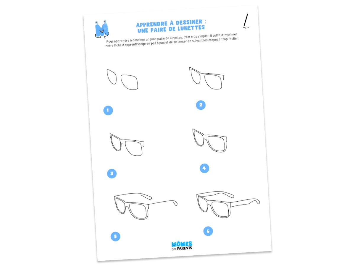 Fiche à imprimer - Apprendre à dessiner : un paire de lunettes