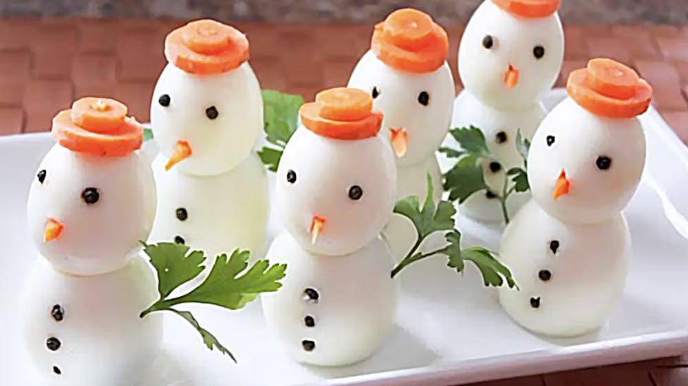 œufs de caille bonhommes de neige