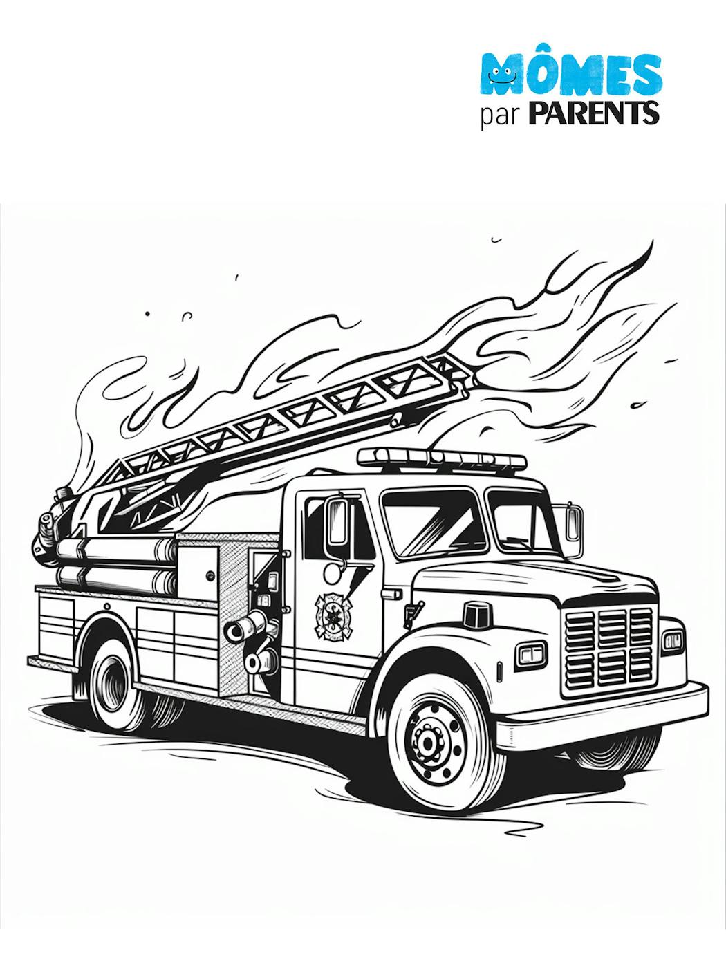 Coloriage à imprimer : camion de pompier