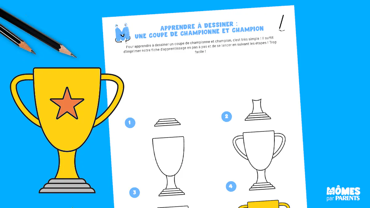 Apprenez à dessiner une coupe de championne et champion facilement avec