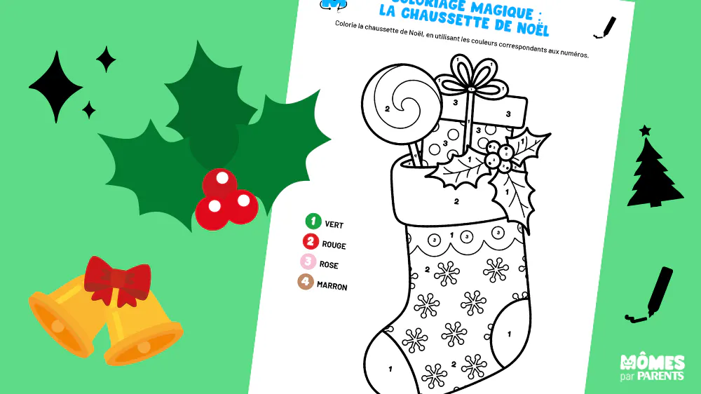 Plongez dans l'ambiance des fêtes avec ce coloriage magique à