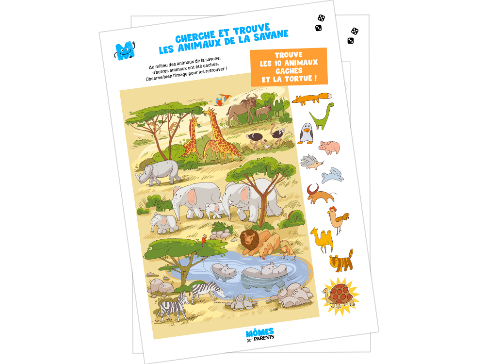 Découvrez notre jeu Cherche et trouve les animaux de la savane | MOMES