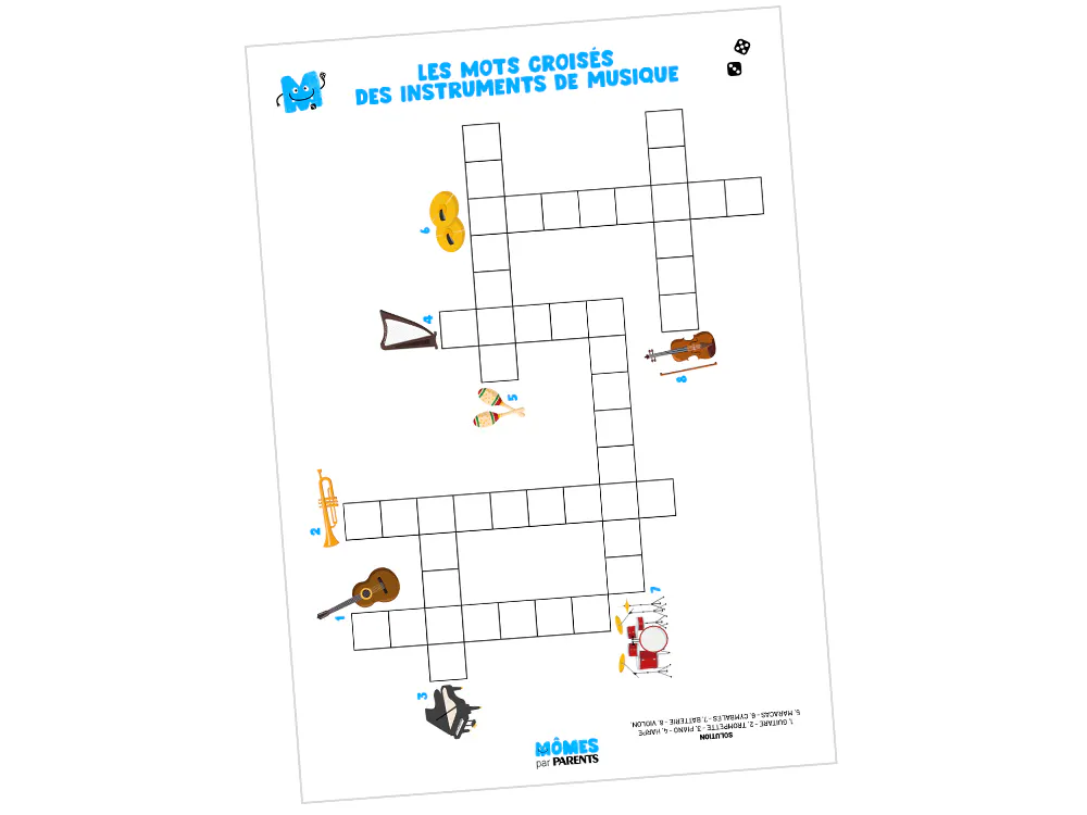 Téléchargez les mots croisés des instruments de musique | MOMES