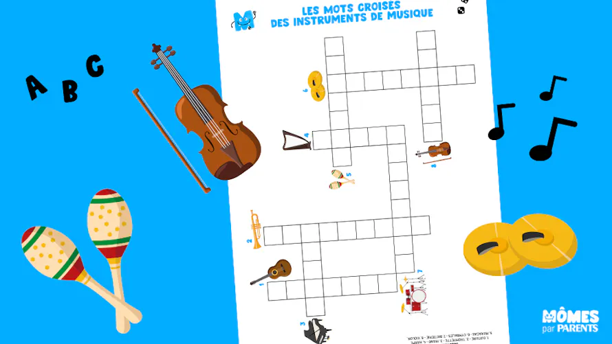 Téléchargez les mots croisés des instruments de musique | MOMES