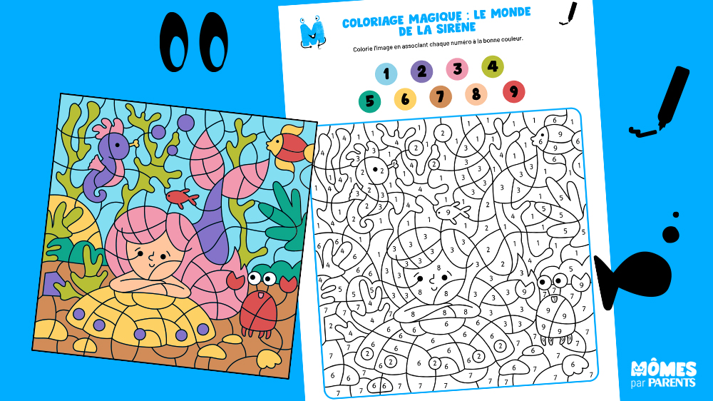 Coloriage magique : plongez dans l’univers féérique de la sirène | MOMES